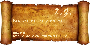 Kecskeméthy György névjegykártya